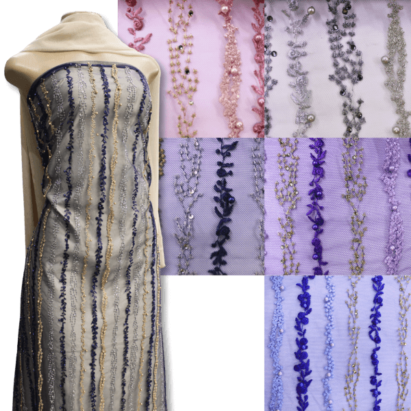 Bridal Embroidered Lace – Assorted Colours – Design: BL9B