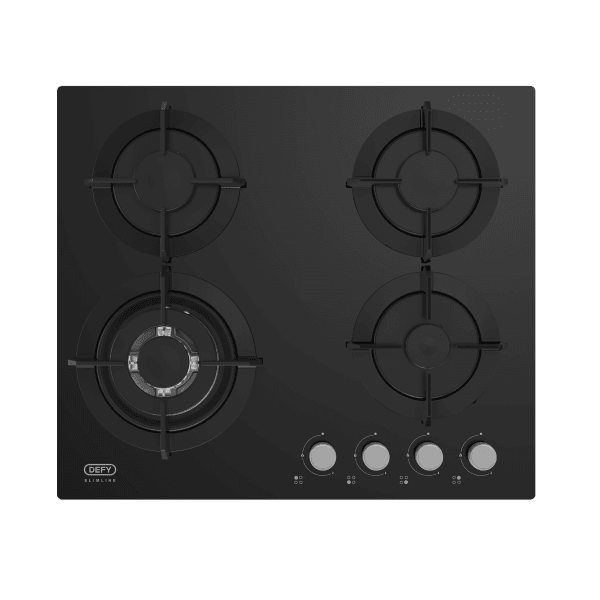 Defy - 60cm Slimline Gas on Glass Hob with Wok - DHG604