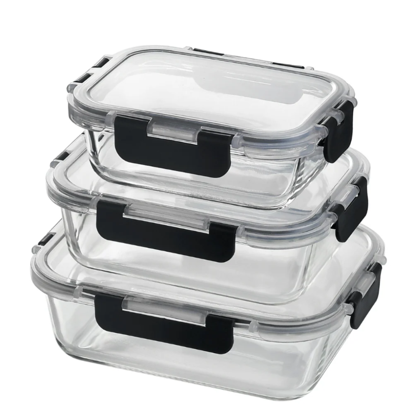 3pc Cliplock Glass Containers